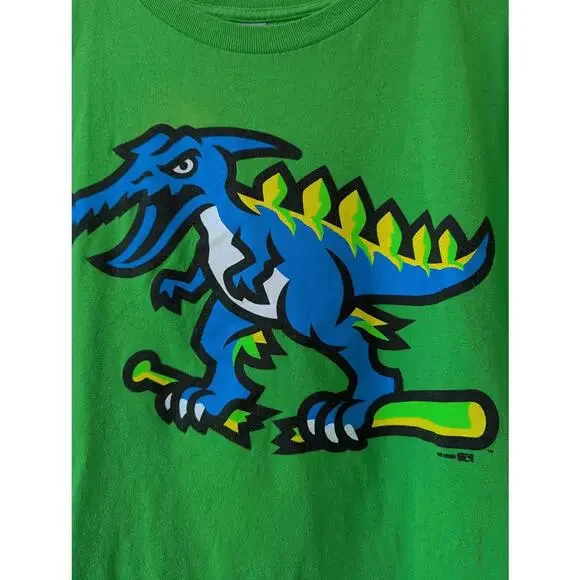 Myrtle Beach Pelicans Electric Green Pelisaurus Rex L Tee Minor League Baseball - Picture 3 of 4